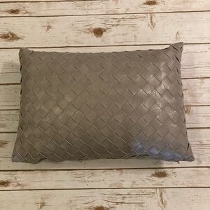 Frye Faux Leather Pillow Gray Woven 14 x 20 Decorative Lumbar Throw Pillow